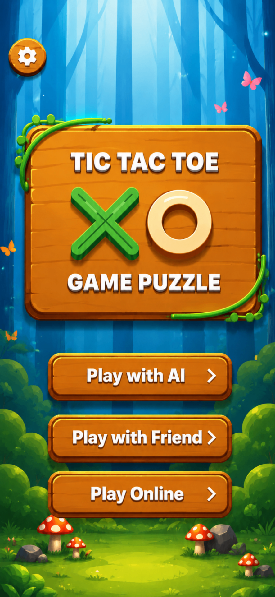 Tic Tac Toe app screenshot — Main Menu
